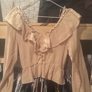 Ruffled Cream Women's Top